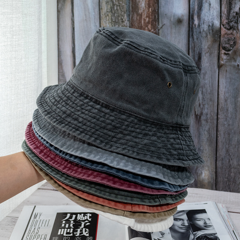Washed Denim Bucket Hat Unisex Summer Sun Protection Fisherman Cap 1