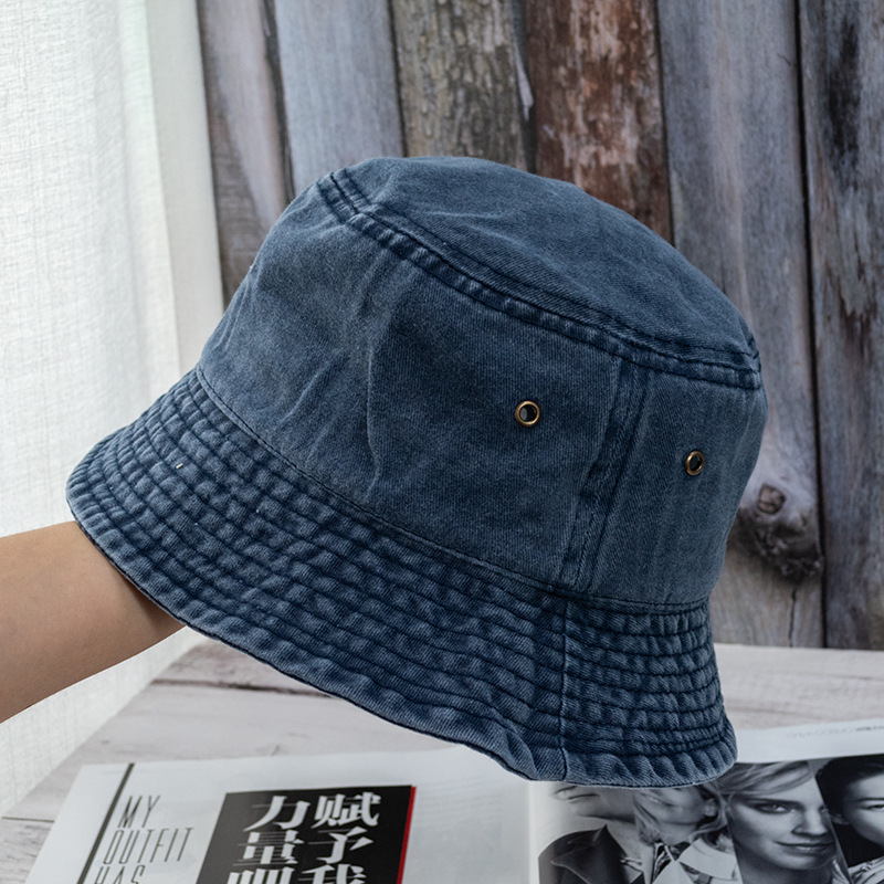 Washed Denim Bucket Hat Unisex Summer Sun Protection Fisherman Cap 3