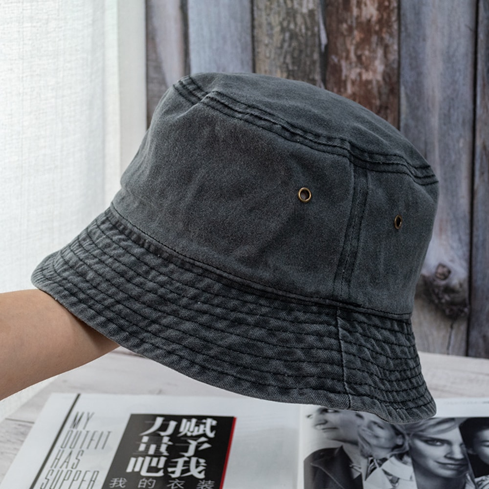 Washed Denim Bucket Hat Unisex Summer Sun Protection Fisherman Cap 5