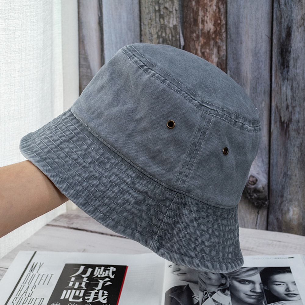 Washed Denim Bucket Hat Unisex Summer Sun Protection Fisherman Cap 8