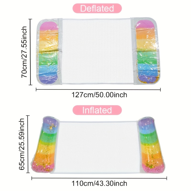 Sequin Gradient Inflatable Water Hammock Pool Float Lounger With Headrest Seat 1