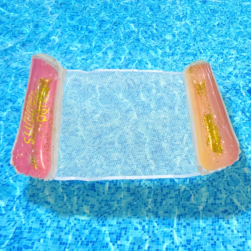 Sequin Gradient Inflatable Water Hammock Pool Float Lounger With Headrest Seat 4