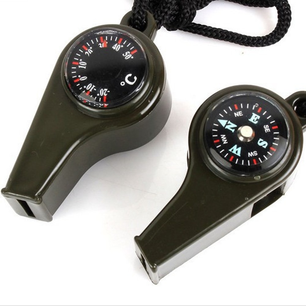 Emergency Survival Whistle with Compass and Thermometer Outdoor Safety Tool