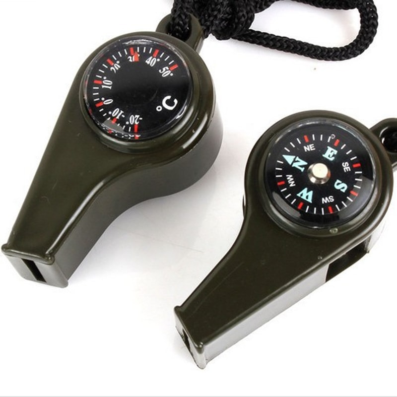 Emergency Survival Whistle with Compass and Thermometer Outdoor Safety Tool
