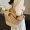 Large Capacity Straw Beach Bag Women Summer Travel Shoulder Tote 0