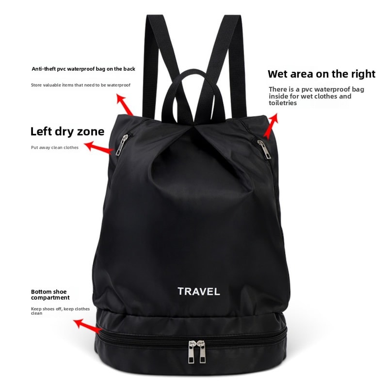 Waterproof Swim Backpack With Shoe Compartment Lightweight Dry Wet Sports Beach Bag 1