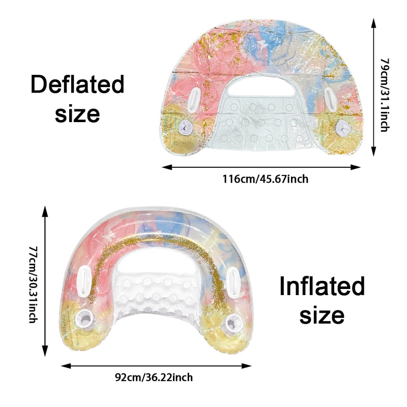 Inflatable Sequin Pool Float Chair U Shaped Lounge for Beach and Pool Relaxation