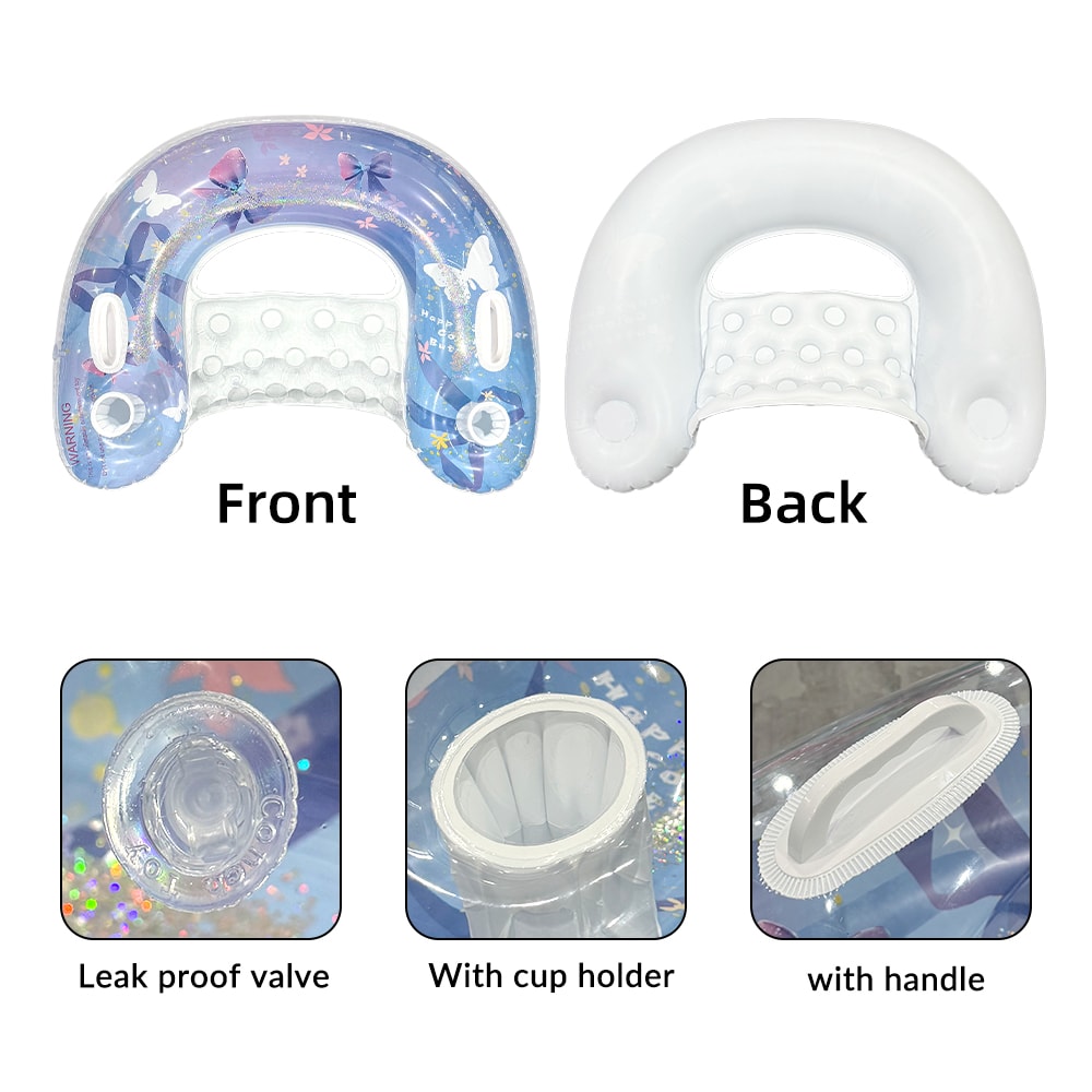 Inflatable Sequin Pool Float Chair U Shaped Lounge for Beach and Pool Relaxation