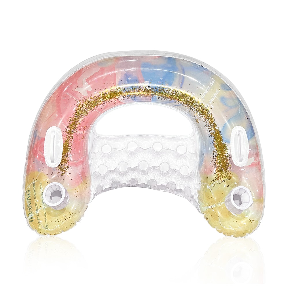 Inflatable Sequin Pool Float Chair U Shaped Lounge for Beach and Pool Relaxation