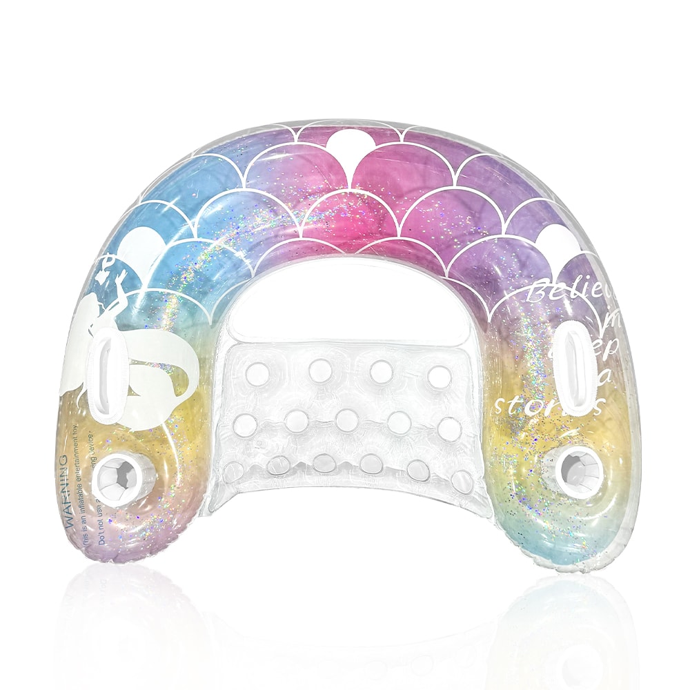 Inflatable Sequin Pool Float Chair U Shaped Lounge for Beach and Pool Relaxation