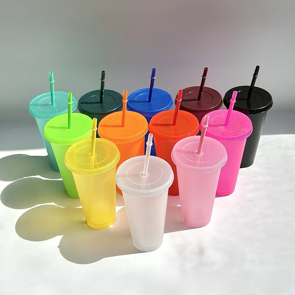 Reusable Glitter Party Cups With Lids And Straws For Summer Drinks And Events 3