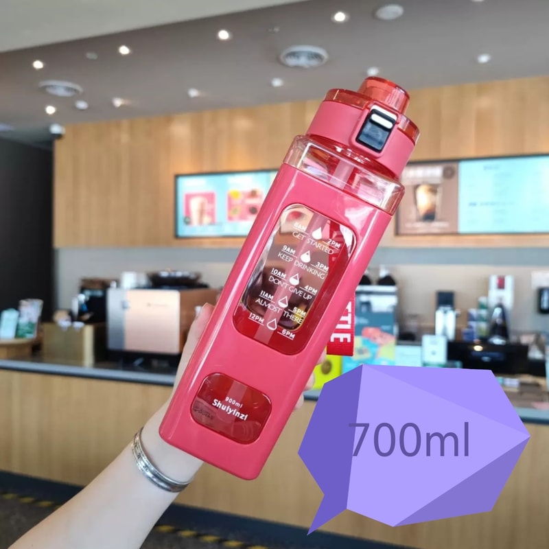 Leakproof Straw Water Bottle With Handle Square Juice Cup Portable Drink Tumbler 1