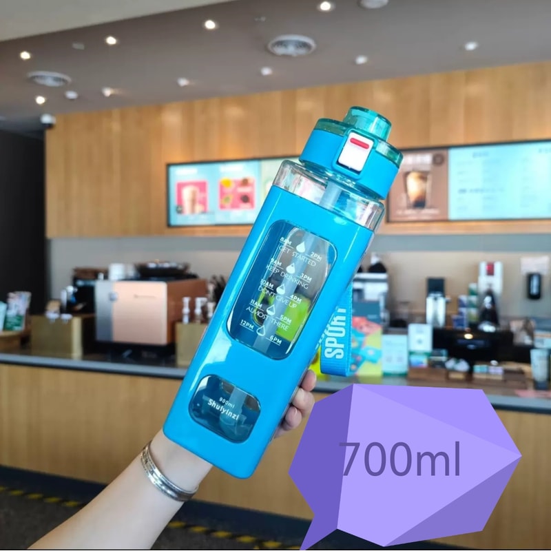 Leakproof Straw Water Bottle With Handle Square Juice Cup Portable Drink Tumbler 2