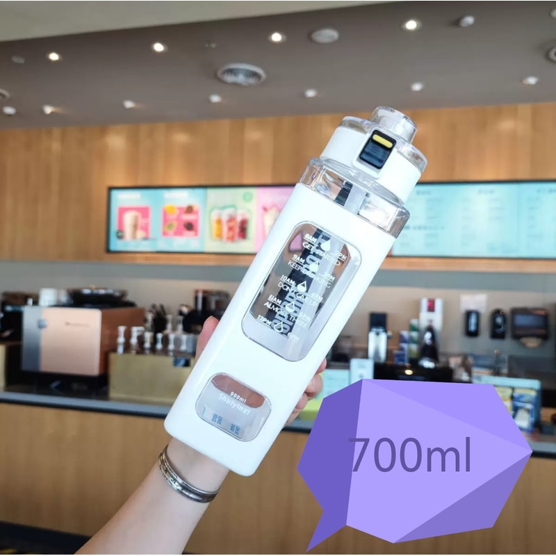 Leakproof Straw Water Bottle With Handle Square Juice Cup Portable Drink Tumbler 3