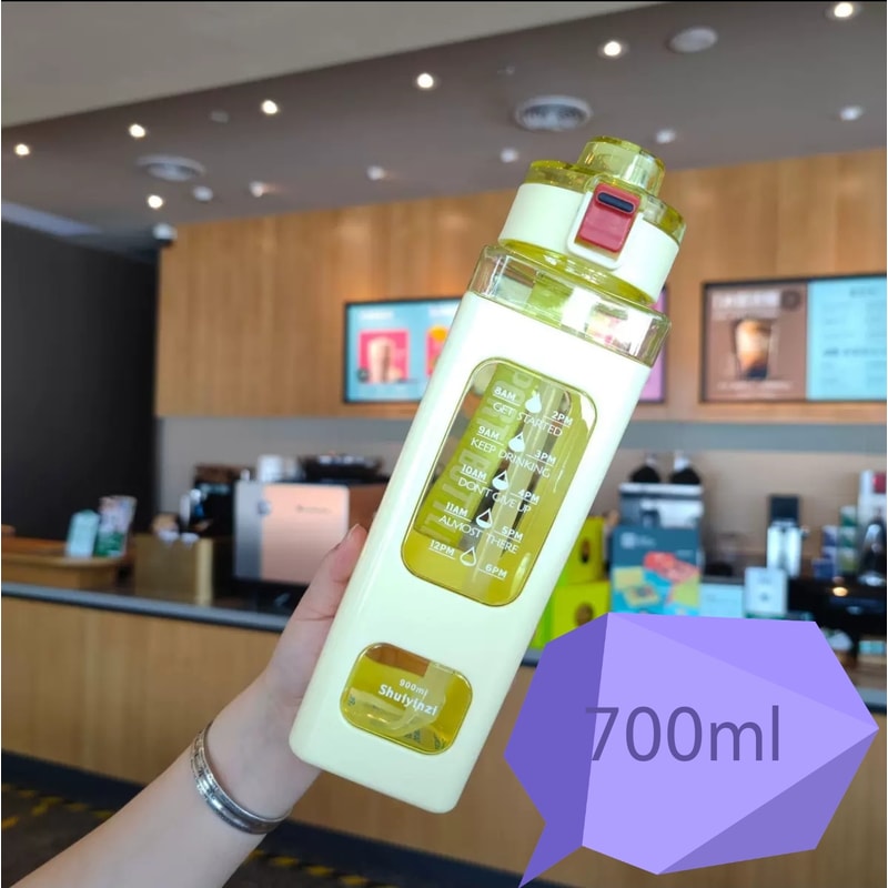 Leakproof Straw Water Bottle With Handle Square Juice Cup Portable Drink Tumbler 4