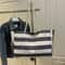 Waterproof Foldable Beach Bag Large Striped Canvas Travel Tote 6