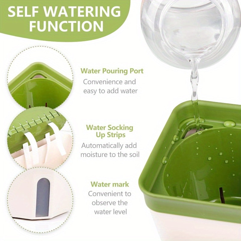 Self Watering Herb Planter Kit Indoor Windowsill Garden with Water Level Indicator