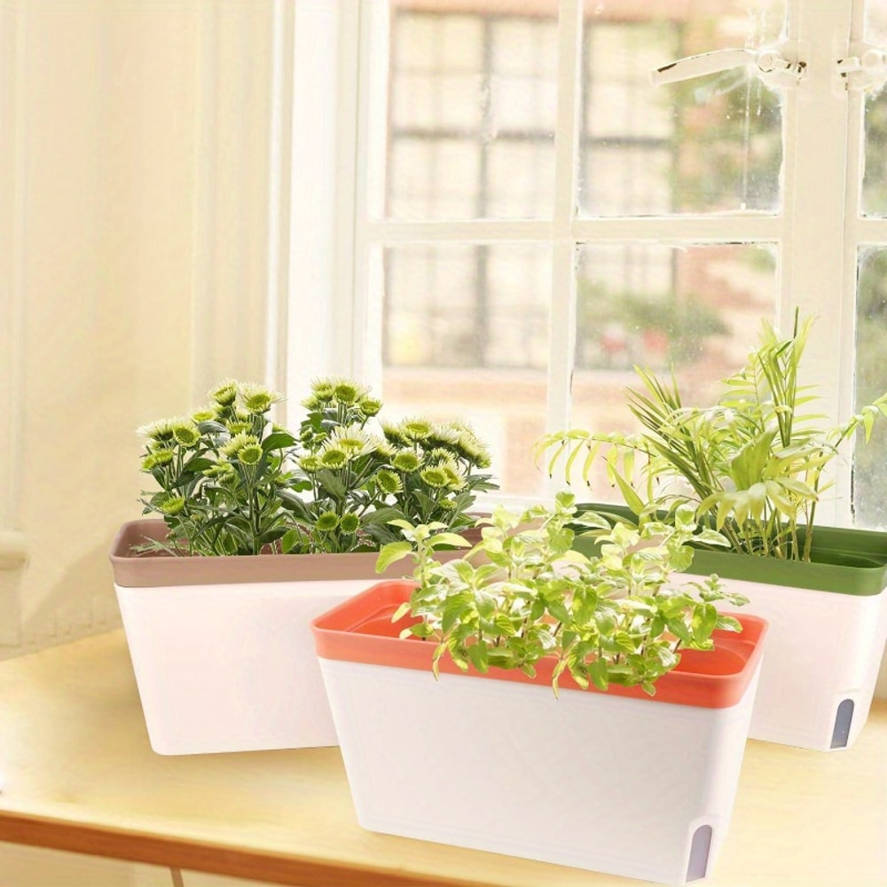 Self Watering Herb Planter Kit Indoor Windowsill Garden with Water Level Indicator