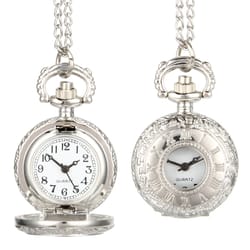 vintage dual time pocket watch necklace roman dial antique travel timepiece