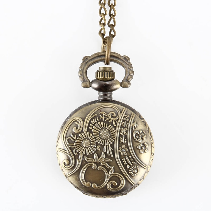 Vintage Dual Time Pocket Watch Necklace Roman Dial Antique Travel Timepiece