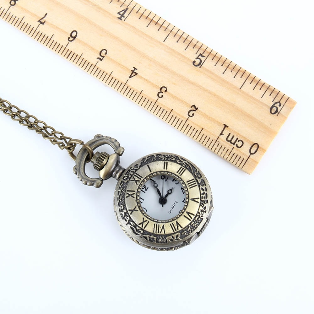 Vintage Dual Time Pocket Watch Necklace Roman Dial Antique Travel Timepiece