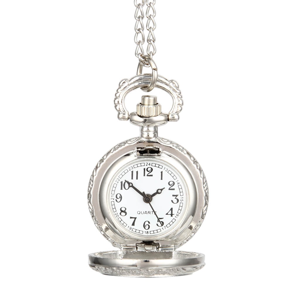 Vintage Dual Time Pocket Watch Necklace Roman Dial Antique Travel Timepiece