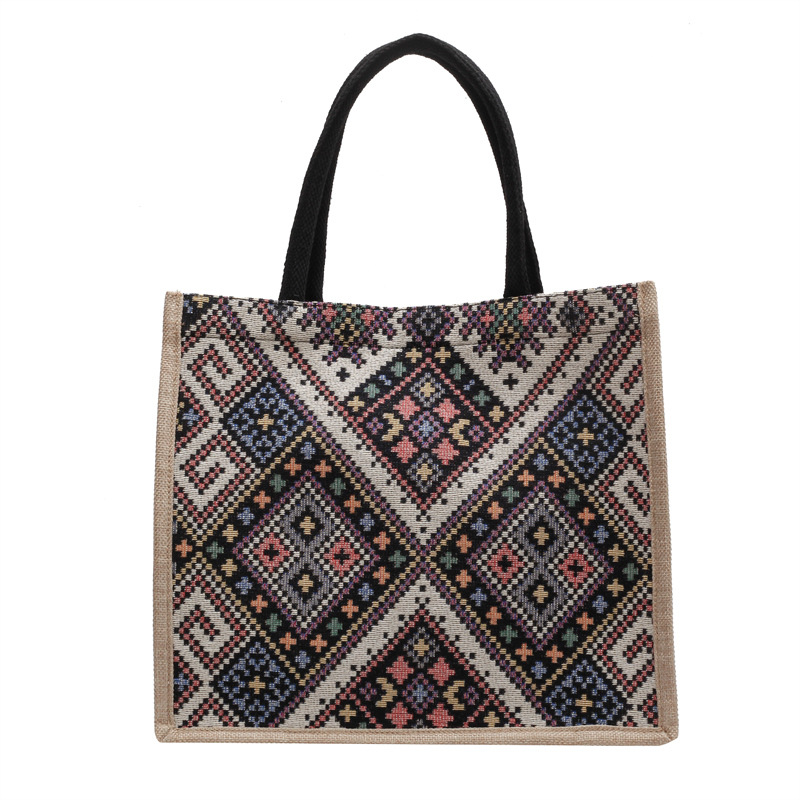Ethnic Style Large Capacity Tote Bag Women Boho Shoulder Commuter Handbag 3