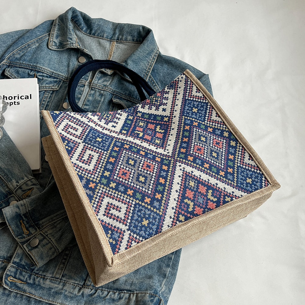 Ethnic Style Large Capacity Tote Bag Women Boho Shoulder Commuter Handbag 5