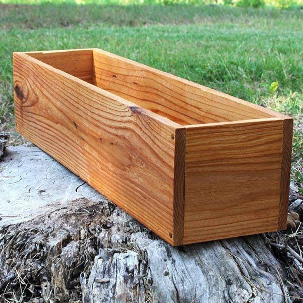 Rustic Wooden Planter Box For Succulents Decorative Outdoor Flower Pot 0
