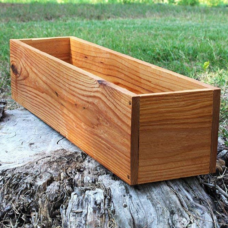 Rustic Wooden Planter Box For Succulents Decorative Outdoor Flower Pot 0