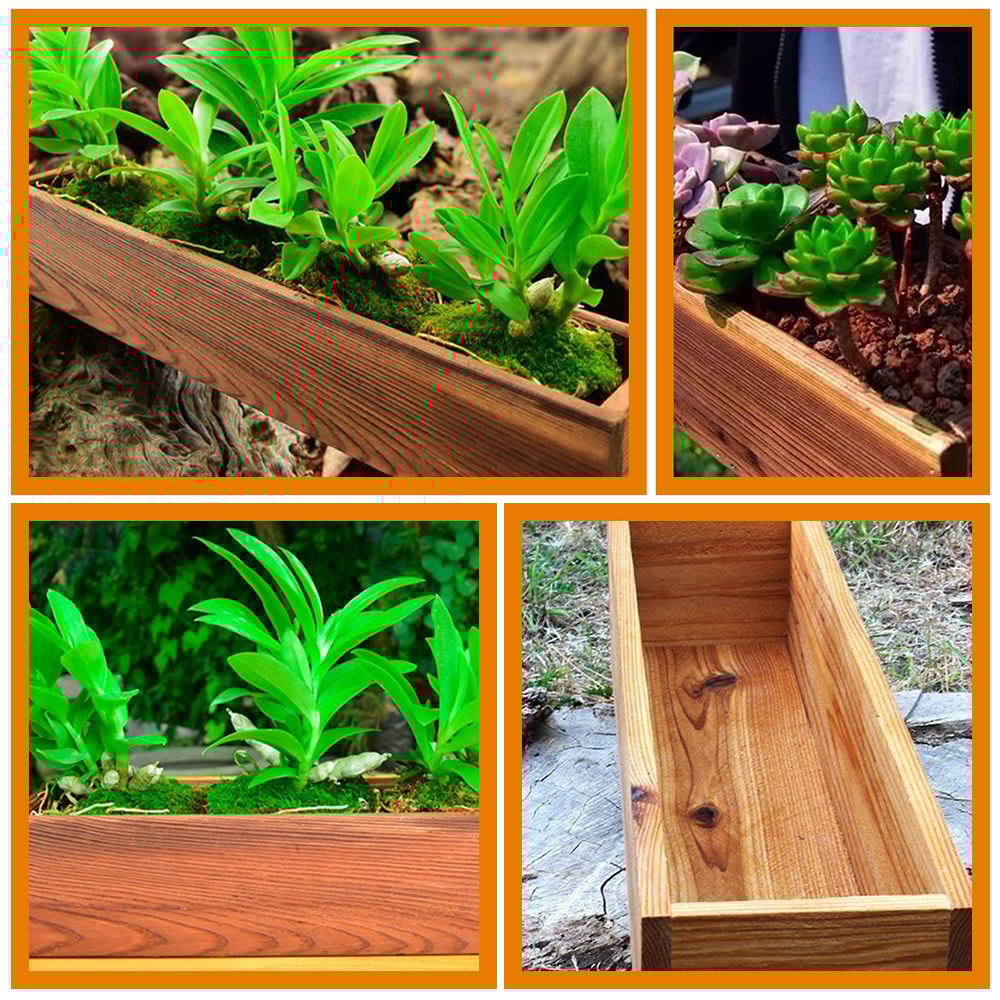 Rustic Wooden Planter Box For Succulents Decorative Outdoor Flower Pot 4