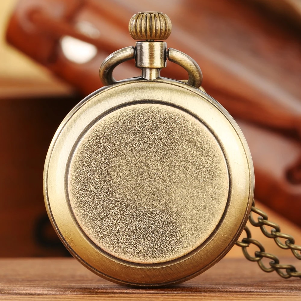 Minimalist Vintage Pocket Watch Necklace With Roman Numerals Quartz Pendant 2