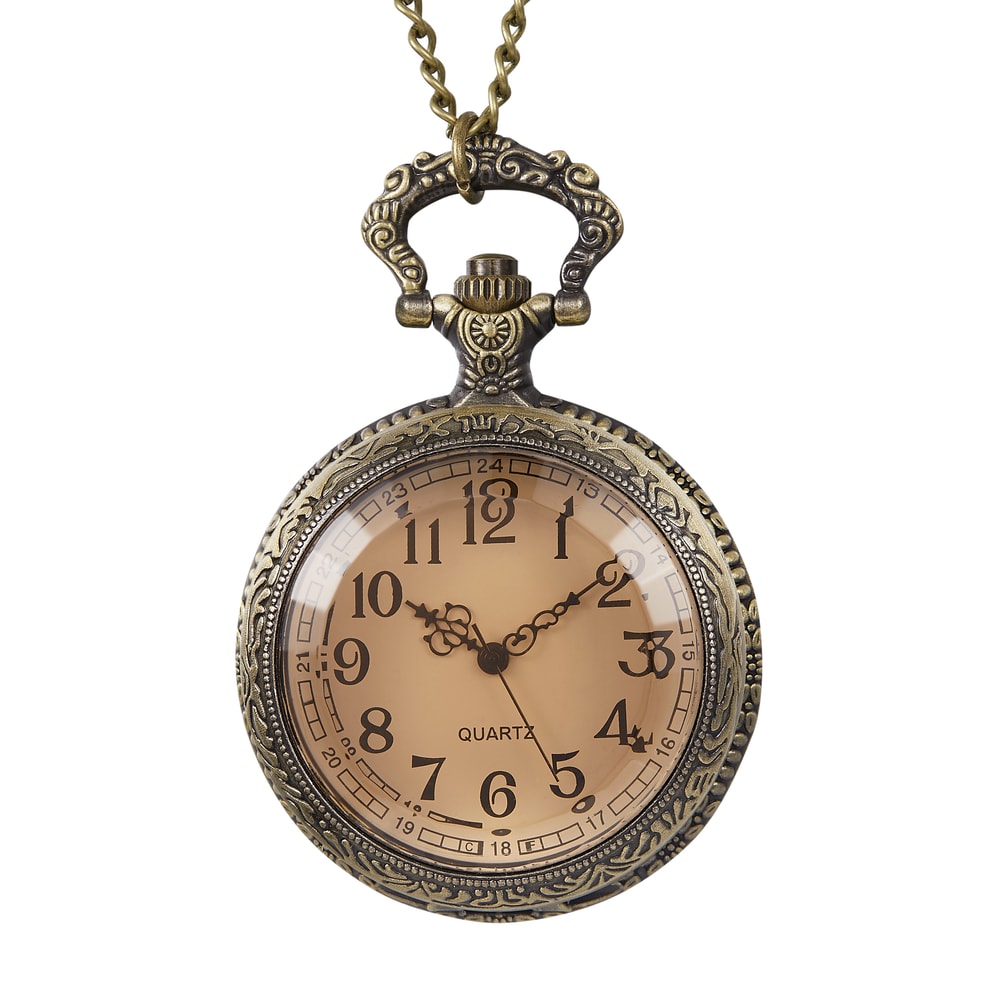 Retro Digital Pocket Watch With Flip Cover Quartz Chain Necklace For Men 0