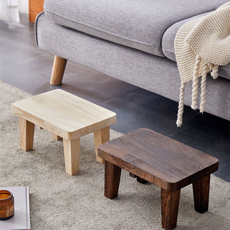 Japanese Minimalist Wooden Stool Small Shoe Changing Ottoman For Living Room Entryway 3
