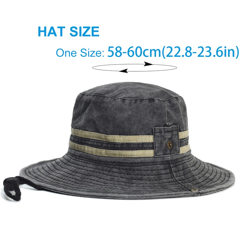 Wide Brim Boonie Hat Outdoor Sun Protection Cotton Bucket Hat for Fishing Hiking Safari