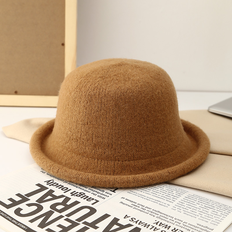 Women Winter Wool Fedora Hat Knitted British Rolled Brim Topper