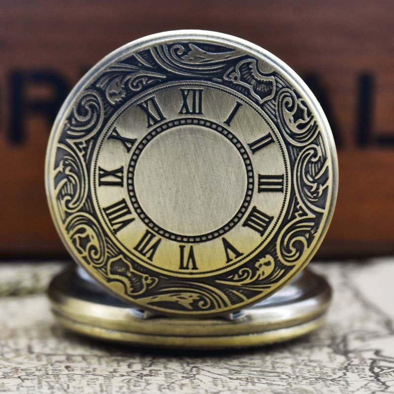 Vintage Steampunk Pocket Watch Necklace Roman Dial Quartz Antique Pendant 1