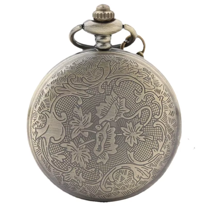 Vintage Steampunk Pocket Watch Necklace Roman Dial Quartz Antique Pendant 3