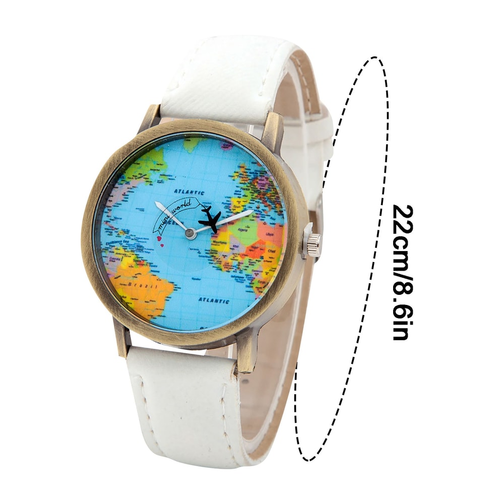 World Map Denim Strap Watch Casual Quartz Travel Wristwatch For Men And Women 1