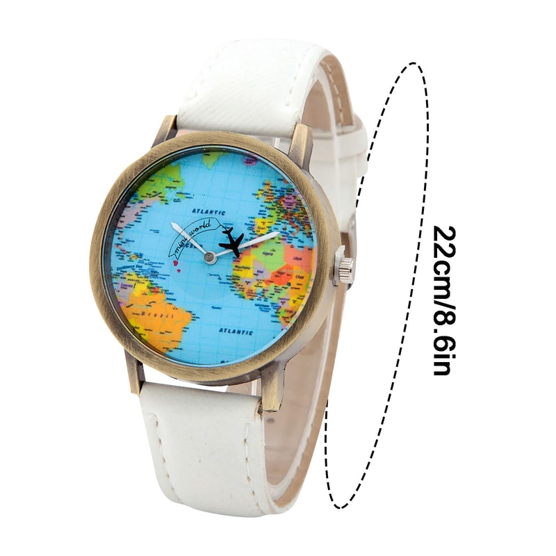 World Map Denim Strap Watch Casual Quartz Travel Wristwatch For Men And Women 1