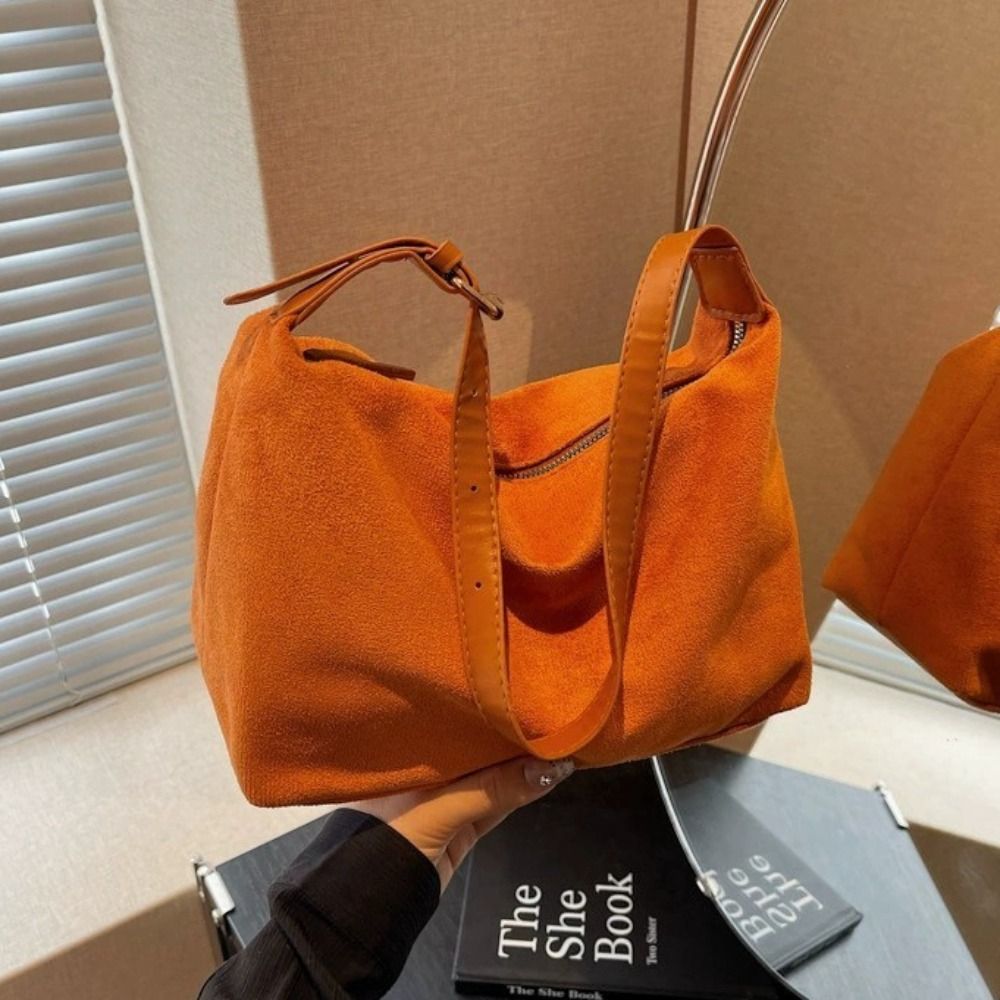 Large Capacity Suede Shoulder Bag Korean Style Hobo Tote For Women 1