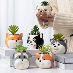 cute ceramic dog flower pot cartoon succulent planter decorative indoor plant holder