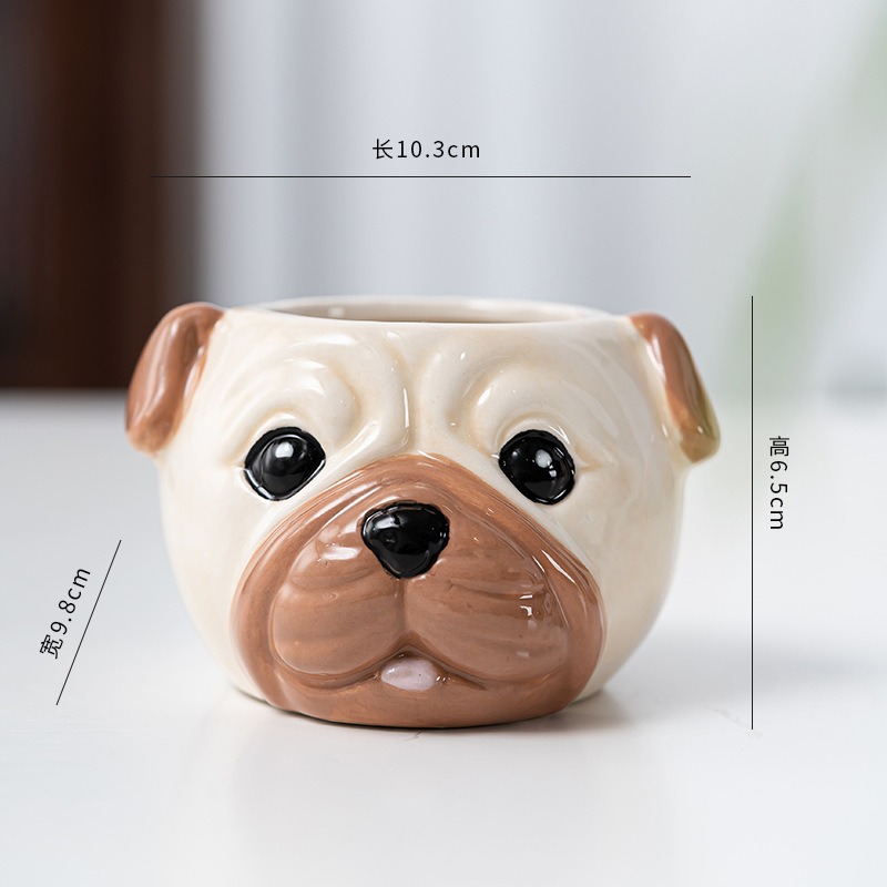 Cute Ceramic Dog Flower Pot Cartoon Succulent Planter Decorative Indoor Plant Holder 3