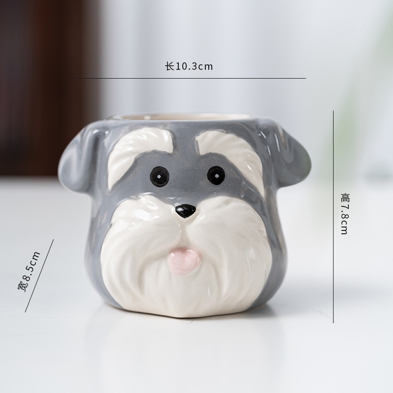 Cute Ceramic Dog Flower Pot Cartoon Succulent Planter Decorative Indoor Plant Holder 4