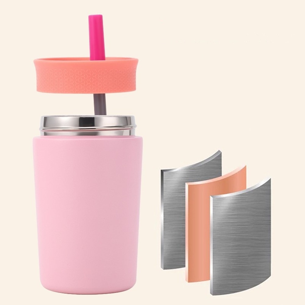 Insulated Stainless Steel Travel Mug With Straw Portable Thermos Cup For Hot And Cold Drinks 3