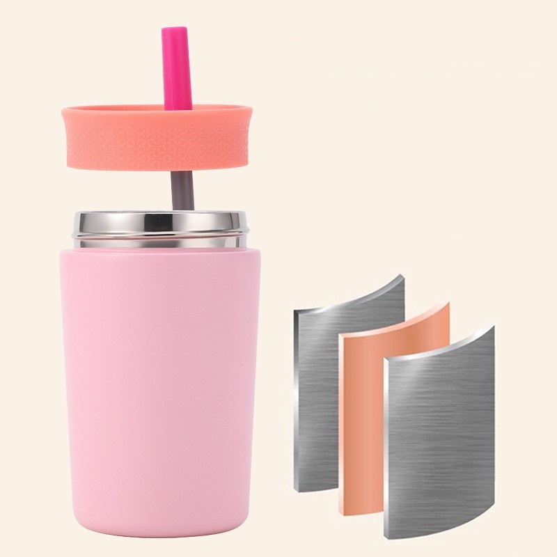 Insulated Stainless Steel Travel Mug With Straw Portable Thermos Cup For Hot And Cold Drinks 3