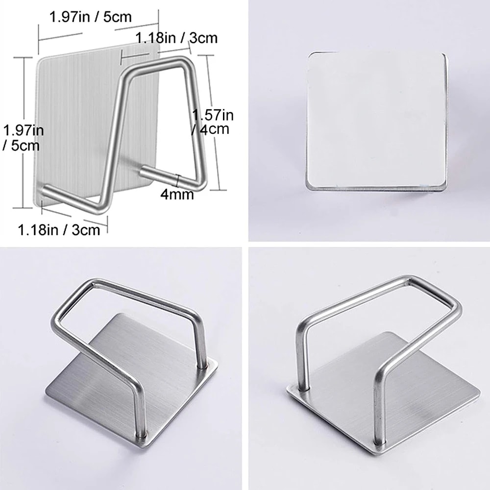 Stainless Steel Sink Sponge Holder Self Adhesive Kitchen Organizer Rack 3