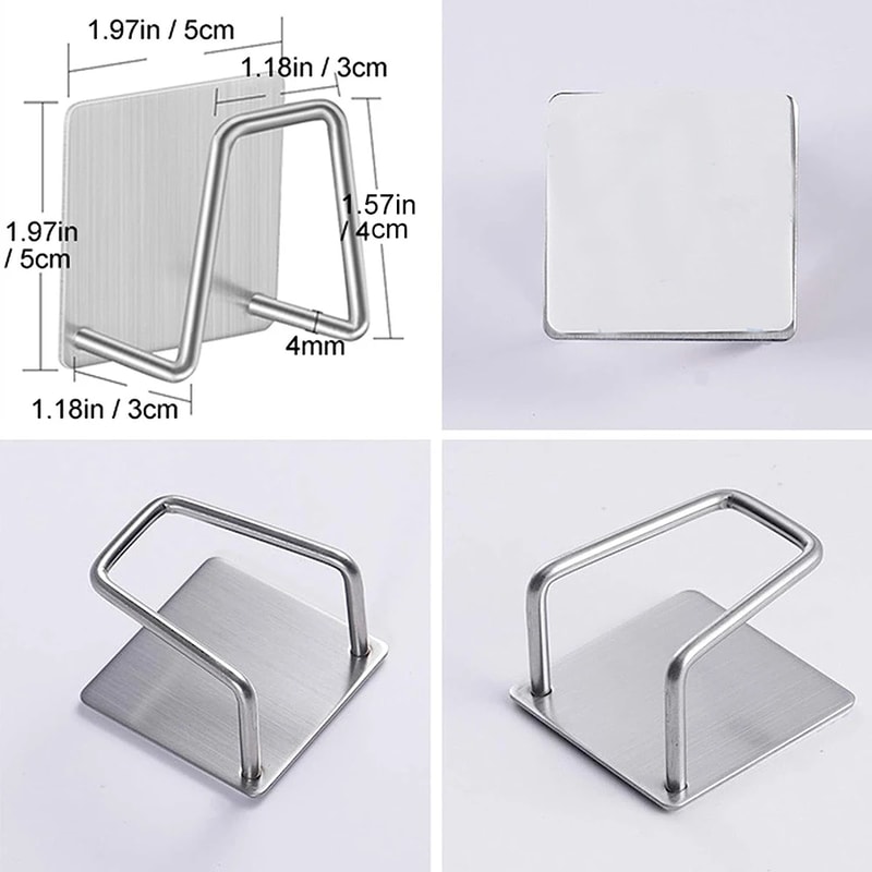 Stainless Steel Sink Sponge Holder Self Adhesive Kitchen Organizer Rack 3
