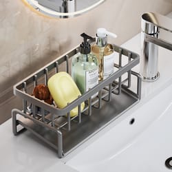 stainless steel sink organizer rack with sponge holder and dishcloth drain storage