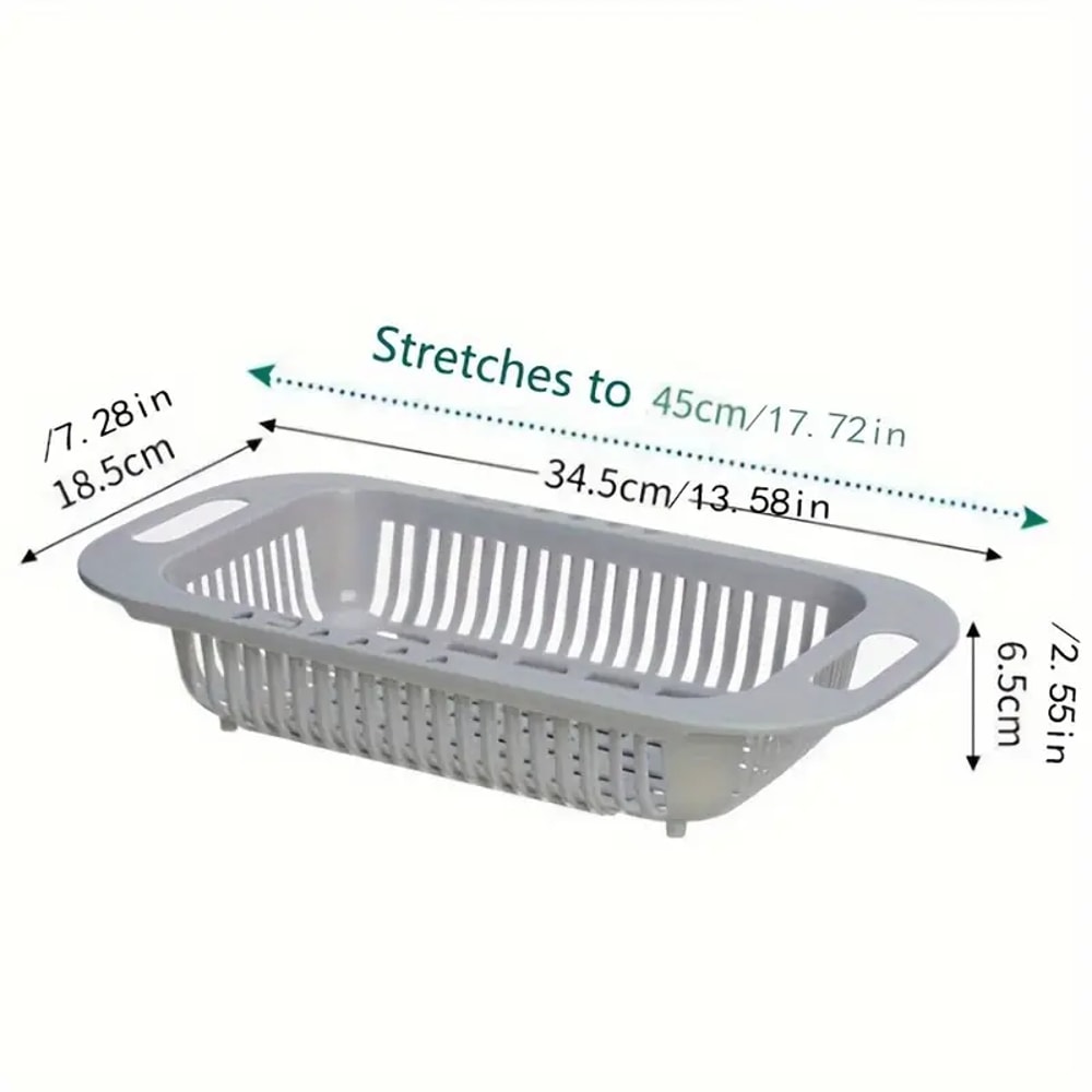 Adjustable Sink Drain Basket Multifunctional Kitchen Storage Rack with Retractable Design